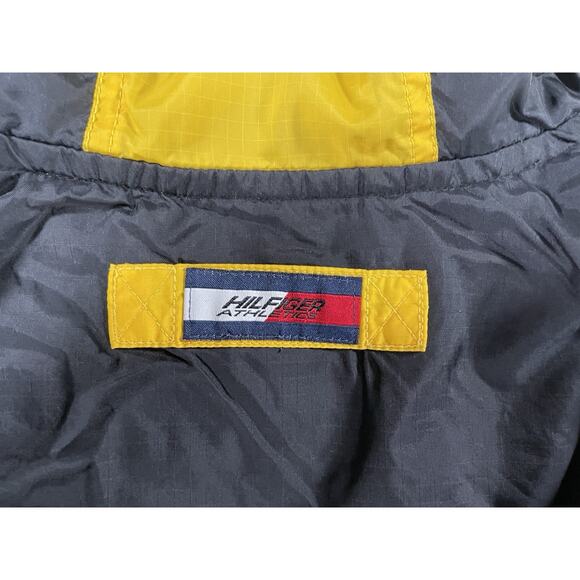 VTG 90s Tommy Hilfiger Athletics Mens M Black Hooded Anorak Pullover Y2k Jacket - Picture 3 of 9